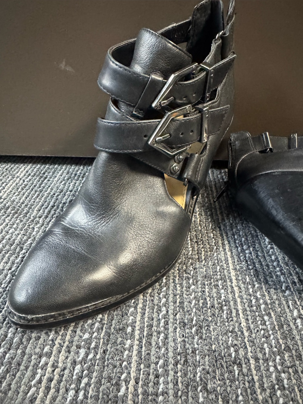 Gianni Bini Black Pointed Buckle Ankle Boots